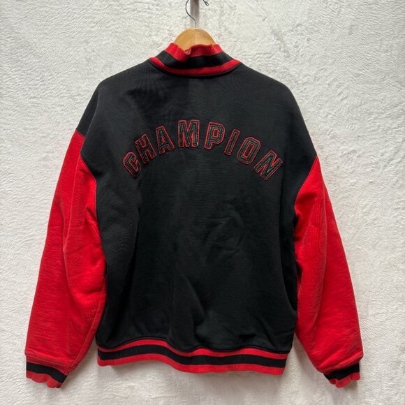 VTG Champion Varsity Letterman Jacket Mens XL Red Snap Front Quilted Big C Logo - Picture 5 of 16